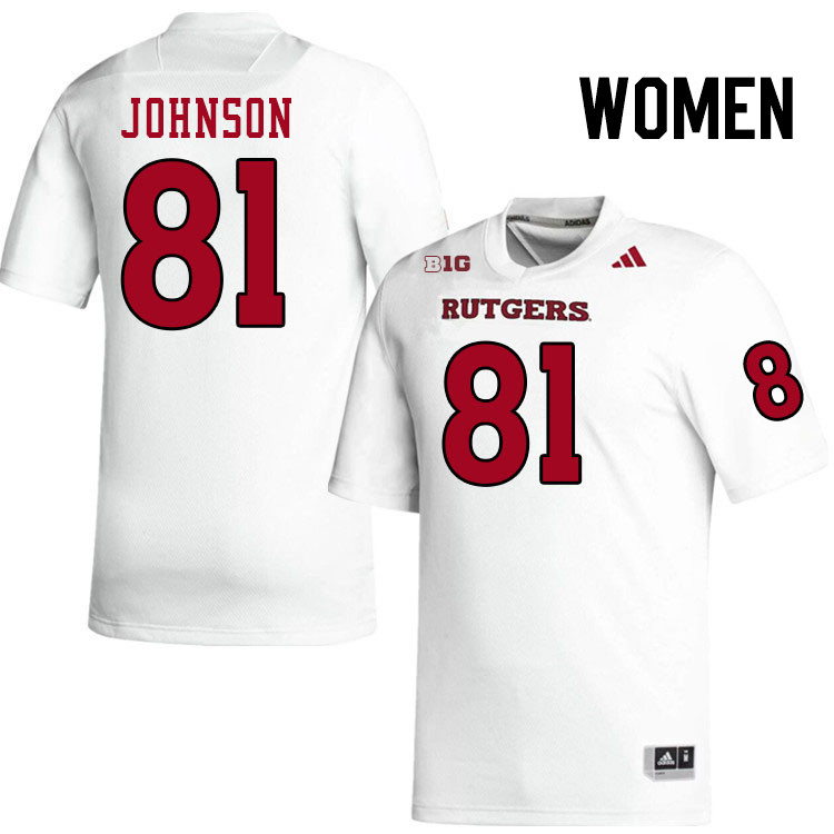 Women #81 Deondre Johnson Rutgers Scarlet Knights 2024 College Football Jerseys Stitched-White